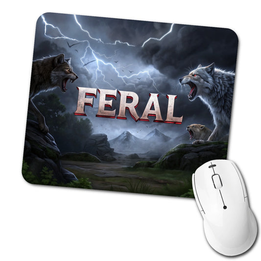 Feral Vicious Wolves Funny Low Profile Mouse Pad Mat