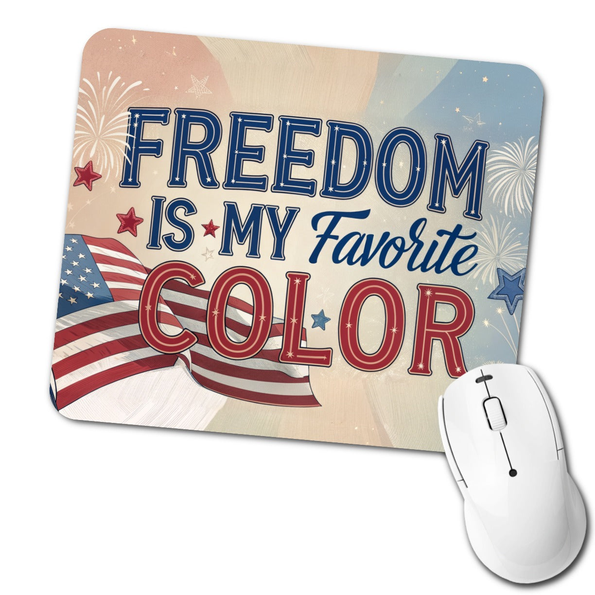 Freedom Is My Favorite Color American Flag Patriotic Low Profile Mouse Pad Mat