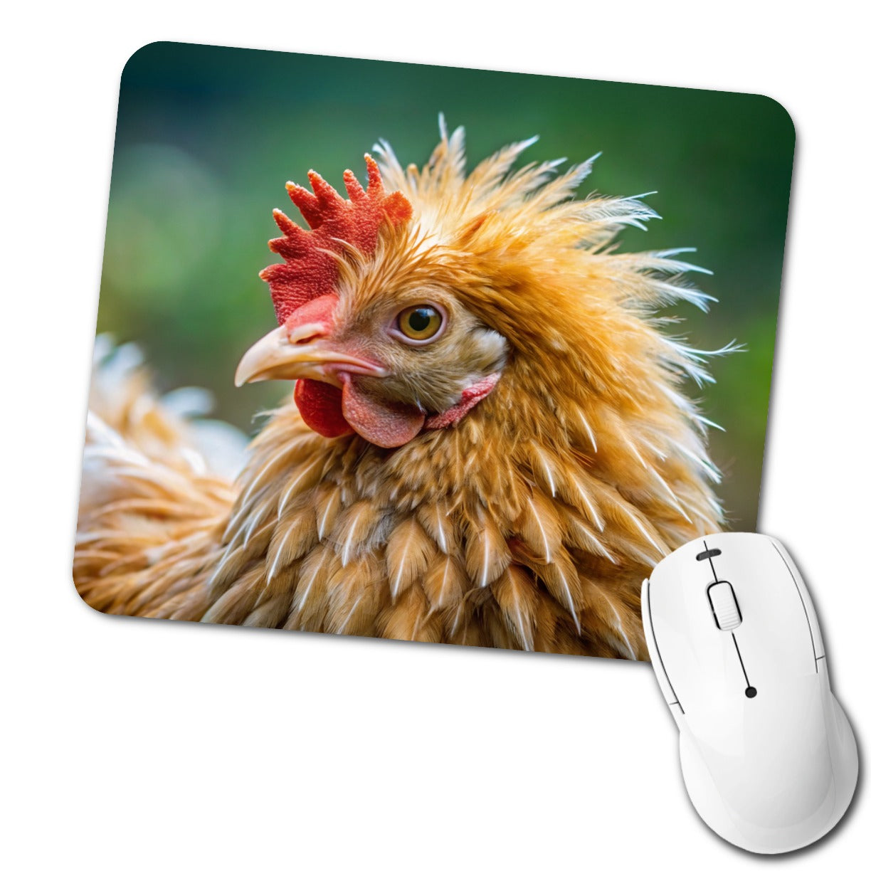 Frizzle Chicken Photo Low Profile Mouse Pad Mat