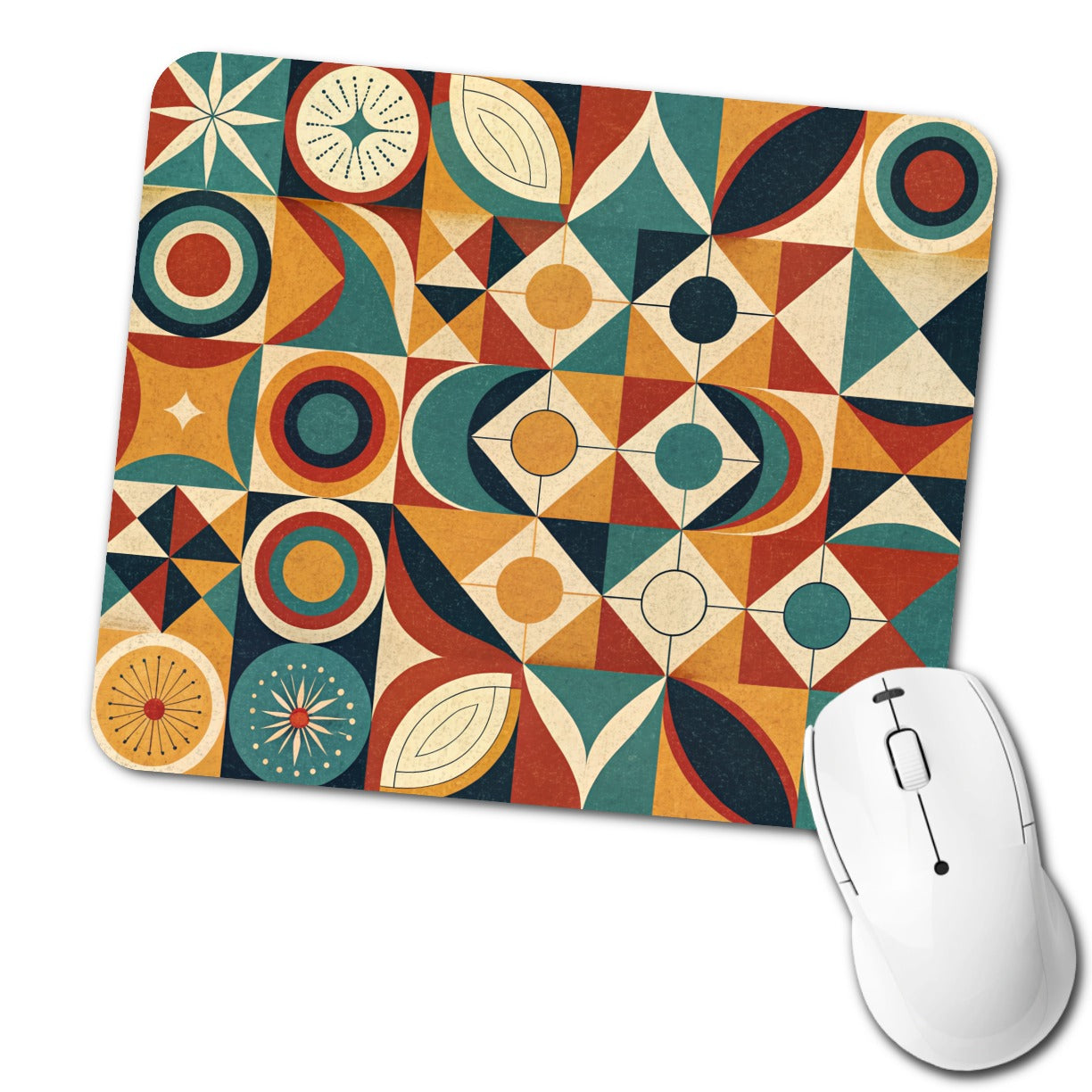 Geometric Retro Design Pattern Low Profile Mouse Pad Mat