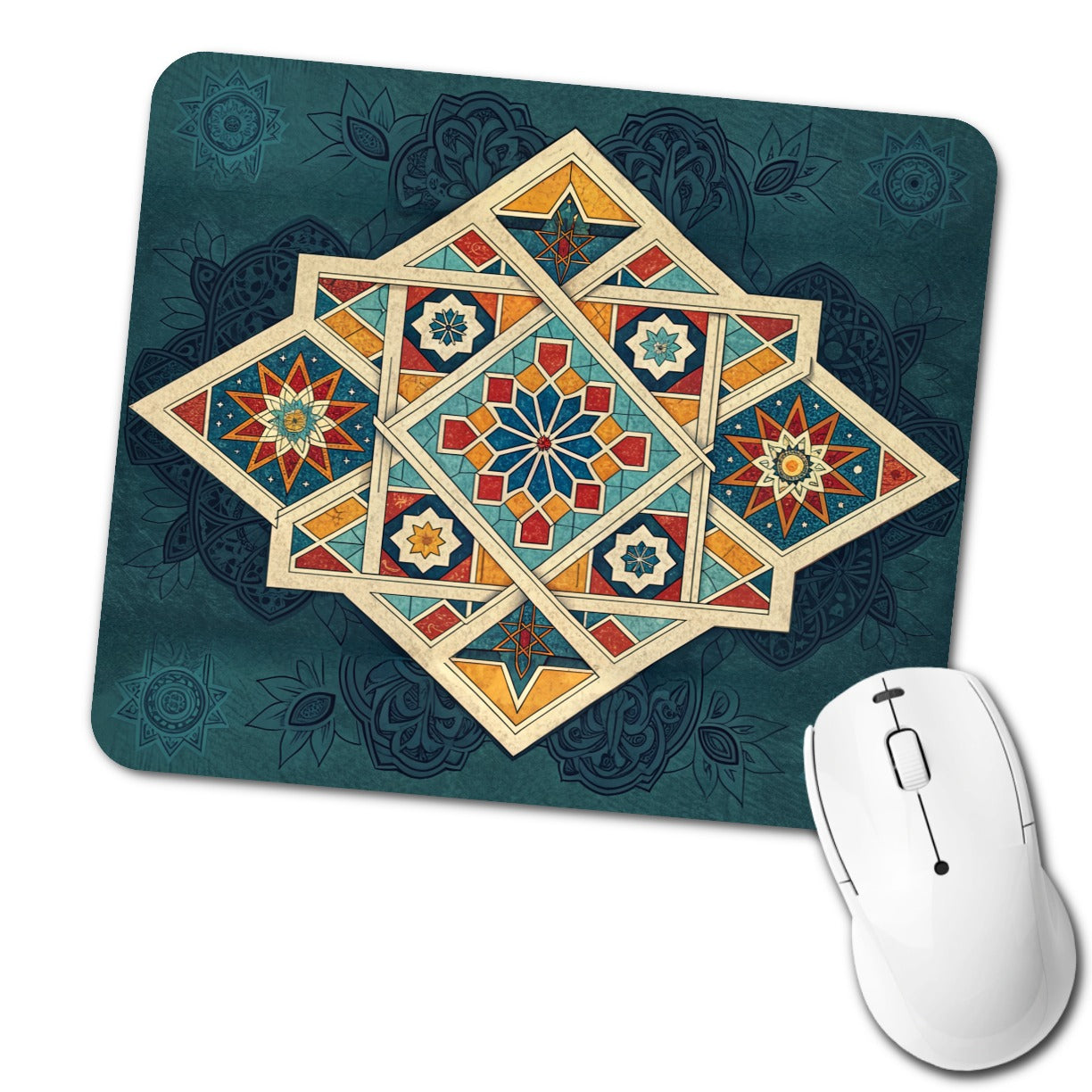 Geometric Retro Vintage Pattern Low Profile Mouse Pad Mat