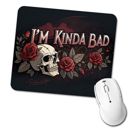 I'm Kinda Bad Skull Red Roses Low Profile Mouse Pad Mat