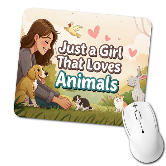 Just A Girl That Loves Animals Low Profile Mouse Pad Mat