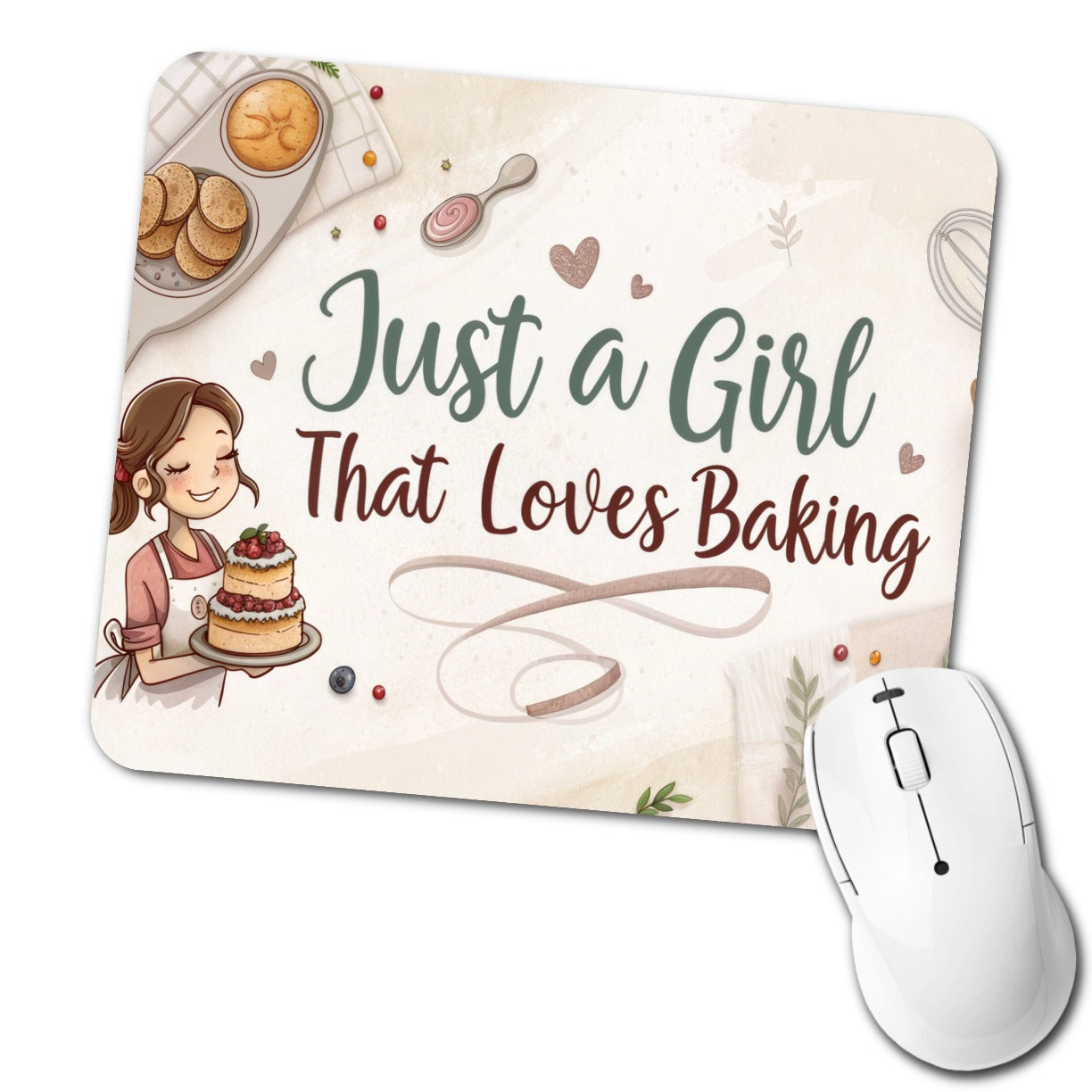 Just A Girl That Loves Baking Low Profile Mouse Pad Mat