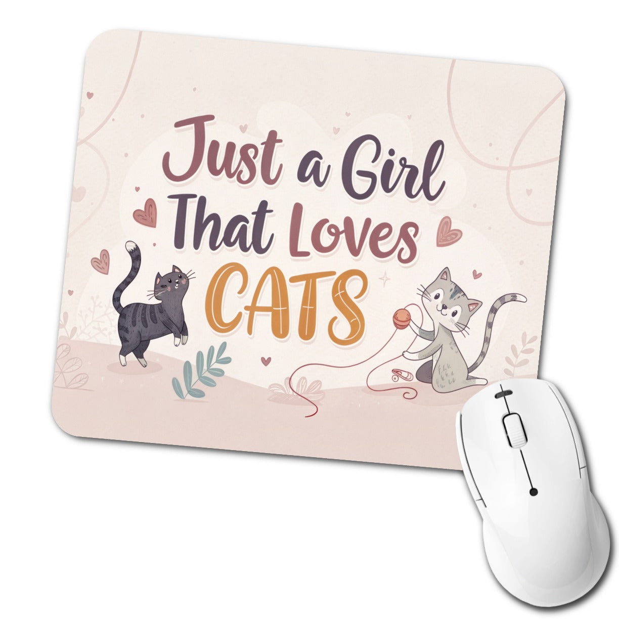 Just A Girl That Loves Cats Cute Low Profile Mouse Pad Mat