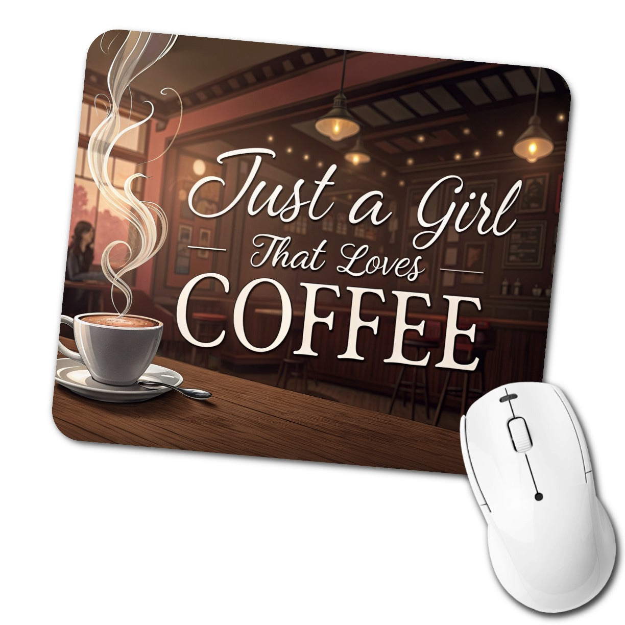 Just A Girl That Loves Coffee Funny Low Profile Mouse Pad Mat