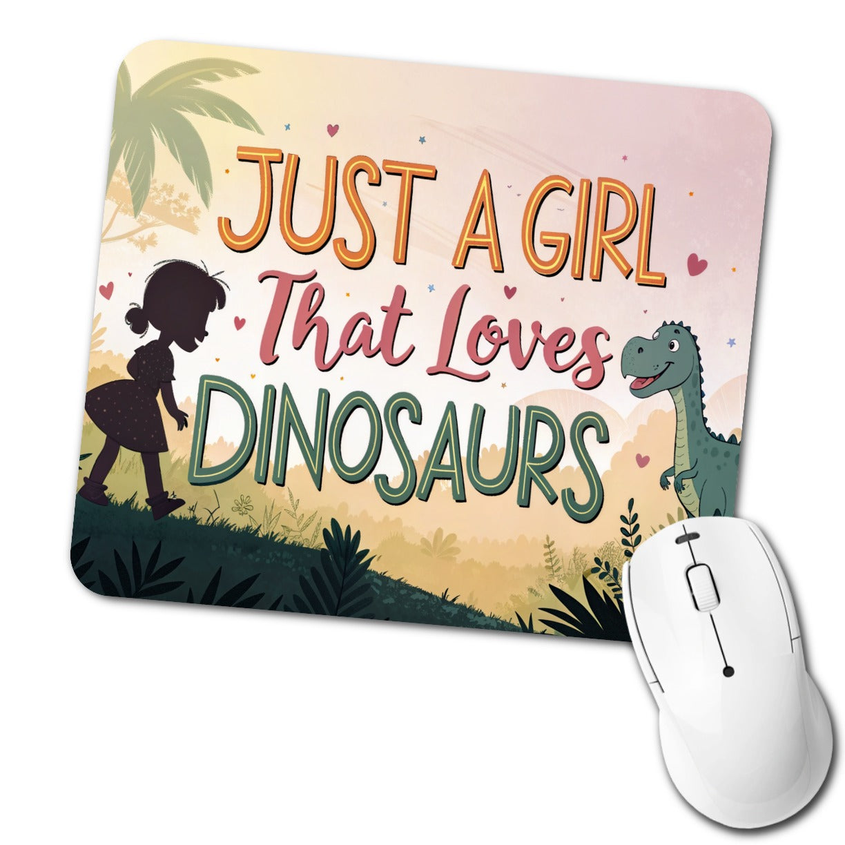 Just A Girl That Loves Dinosaurs Funny Low Profile Mouse Pad Mat