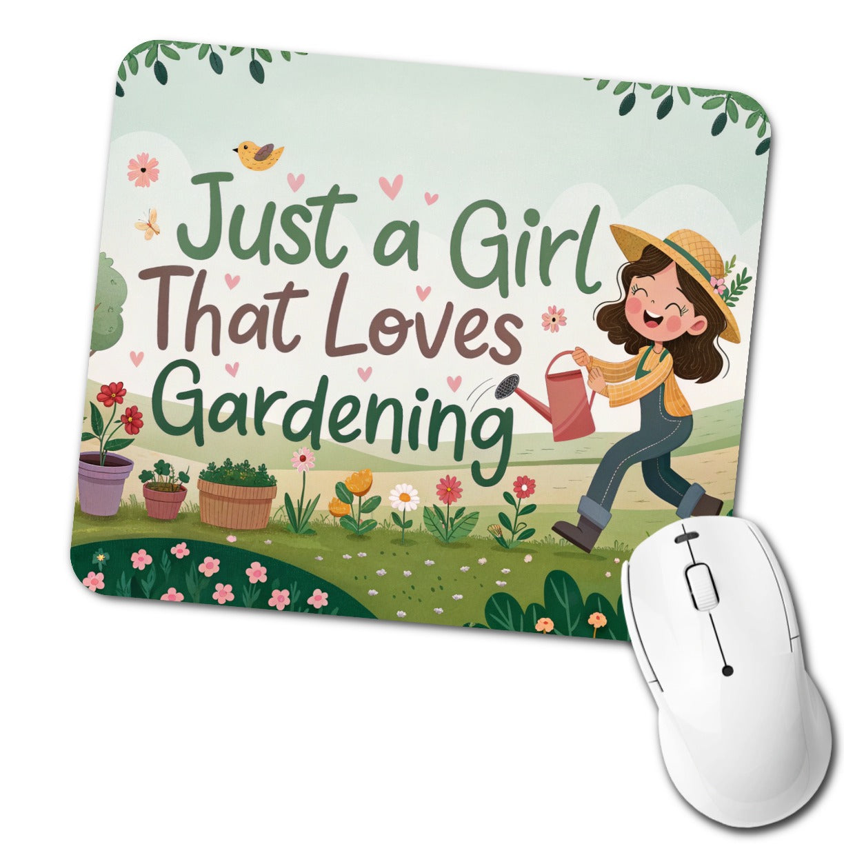 Just A Girl That Loves Gardening Cute Low Profile Mouse Pad Mat