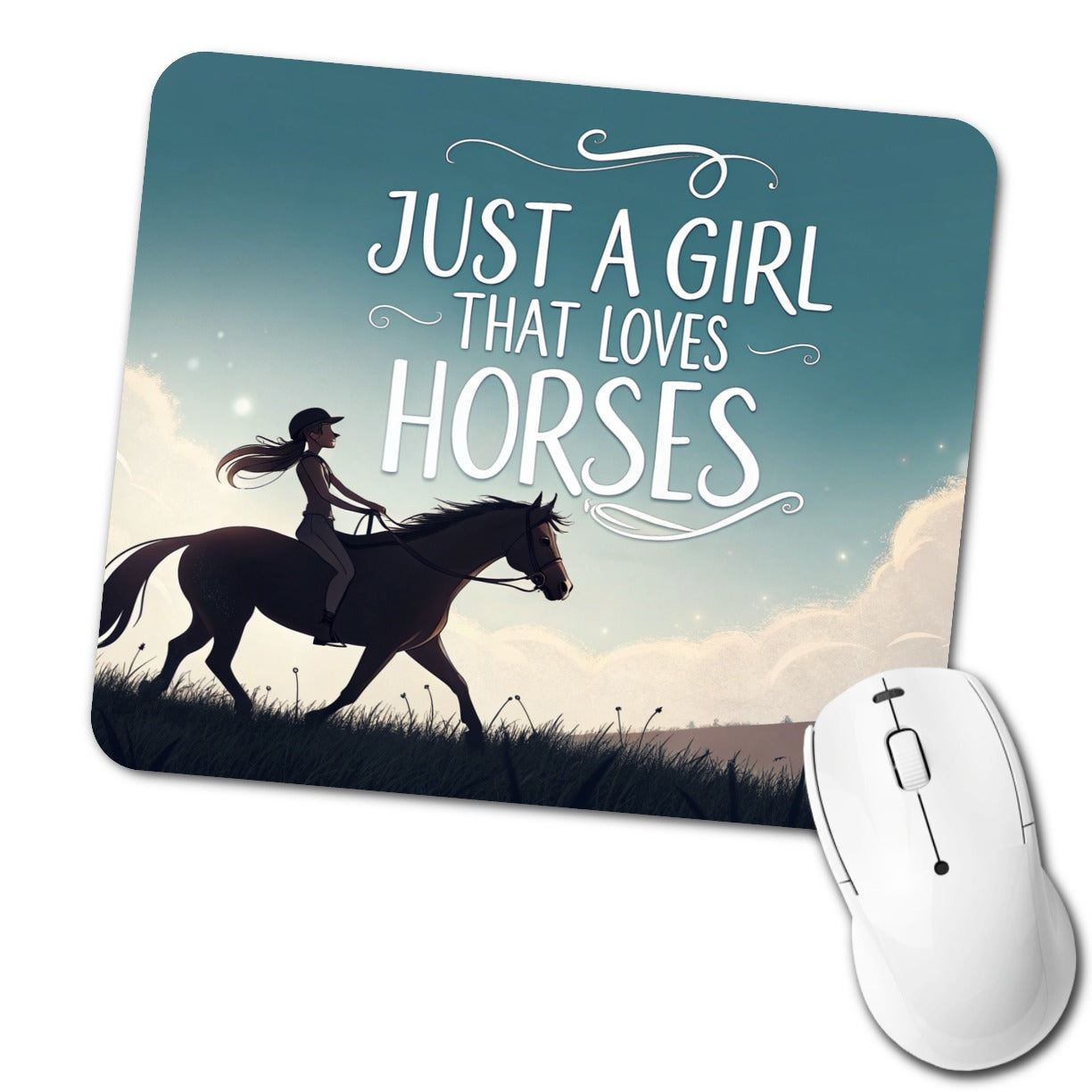 Just A Girl That Loves Horses Low Profile Mouse Pad Mat
