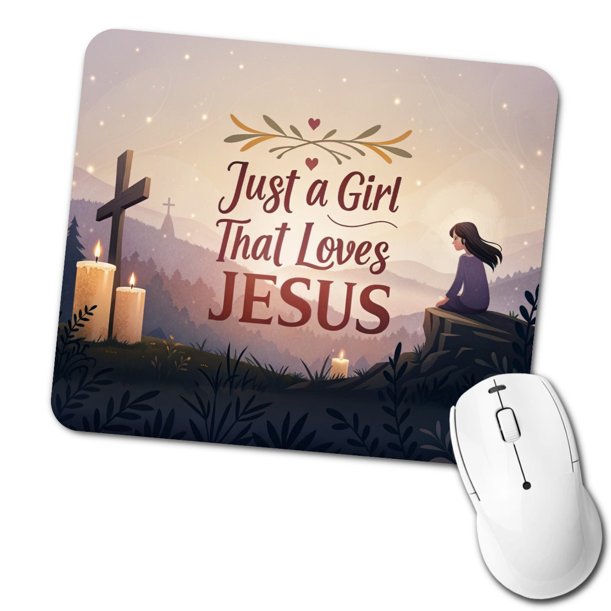 Just A Girl That Loves Jesus Inspirational Low Profile Mouse Pad Mat