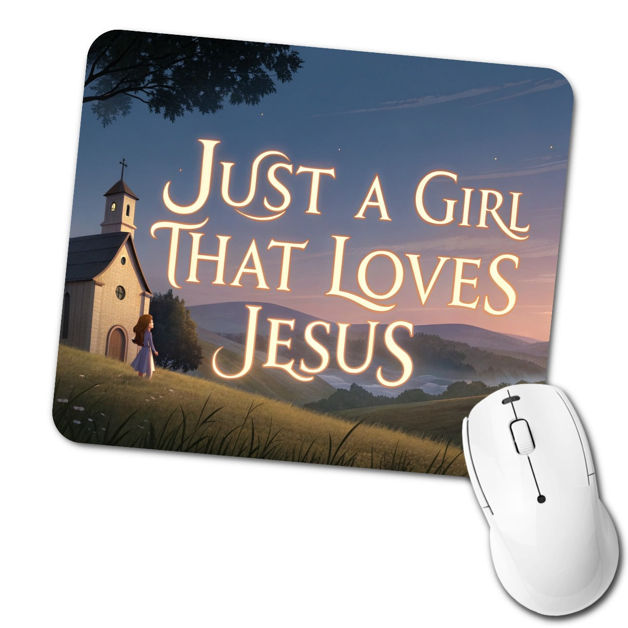 Just A Girl That Loves Jesus Religious Low Profile Mouse Pad Mat