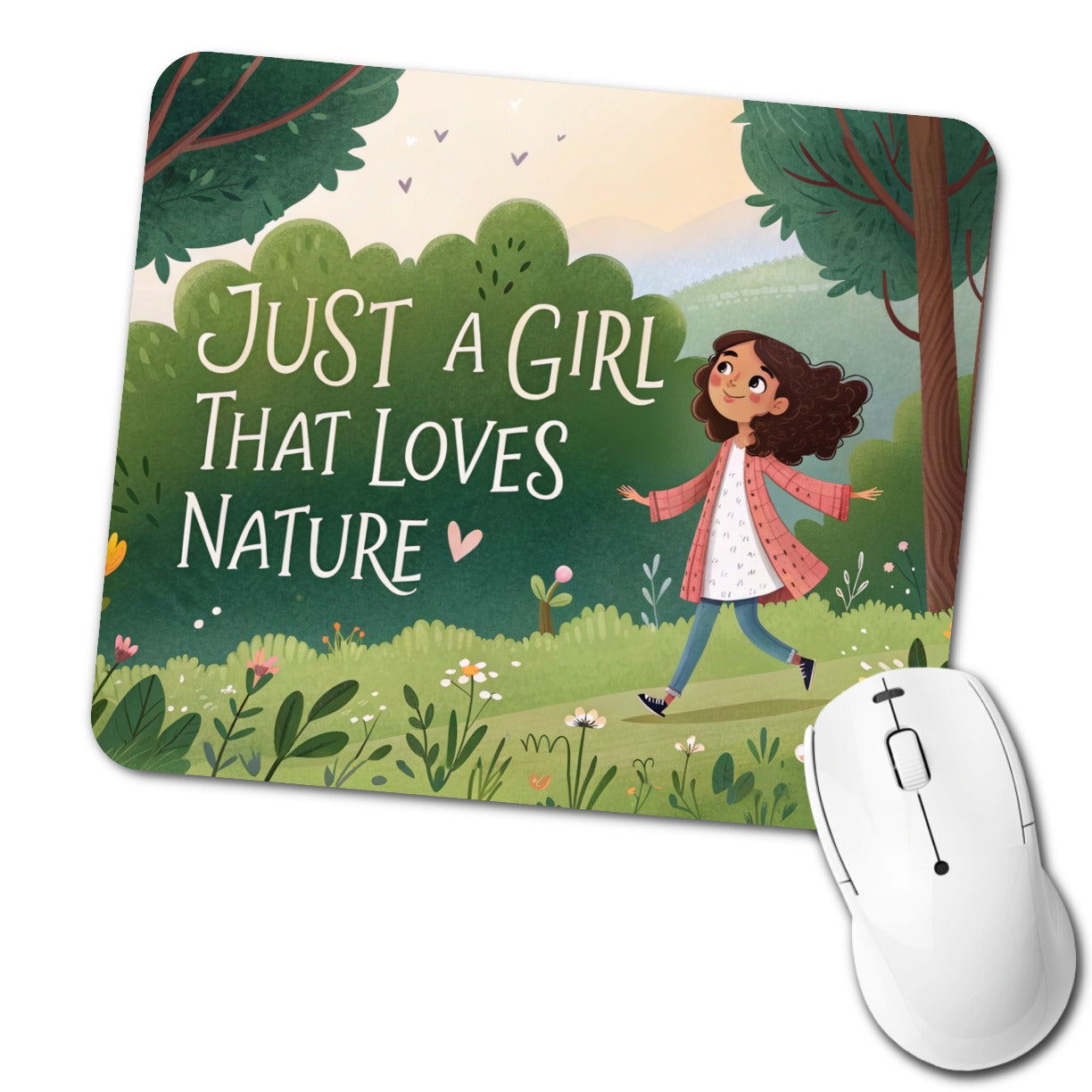 Just A Girl That Loves Nature Cute Low Profile Mouse Pad Mat