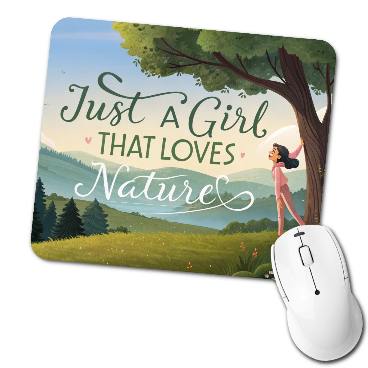 Just A Girl That Loves Nature Funny Low Profile Mouse Pad Mat