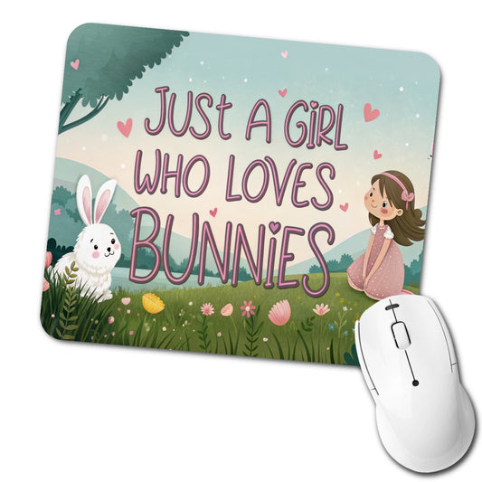 Just A Girl Who Loves Bunnies Rabbits Low Profile Mouse Pad Mat