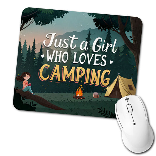 Just A Girl Who Loves Camping Cute Low Profile Mouse Pad Mat