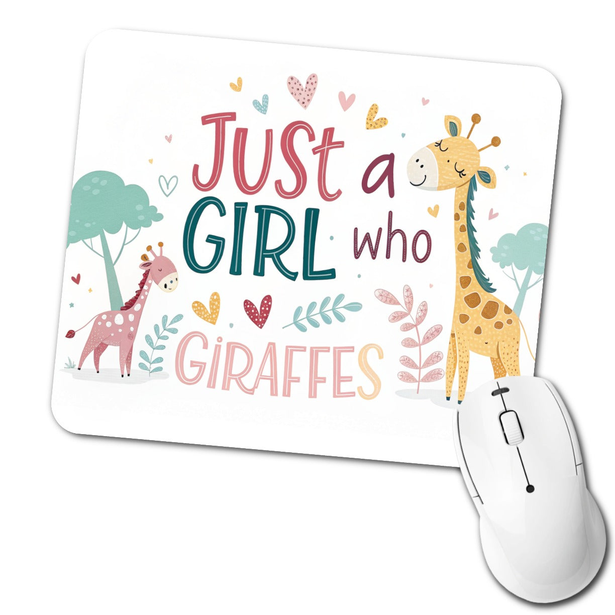 Just A Girl Who Loves Giraffes Cute Low Profile Mouse Pad Mat