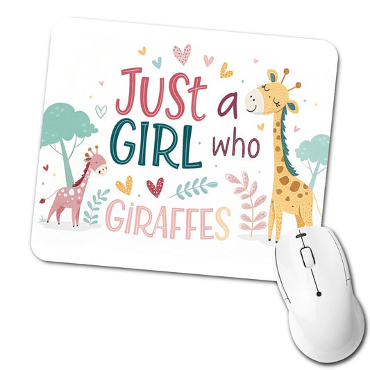 Just A Girl Who Loves Giraffes Cute Low Profile Mouse Pad Mat