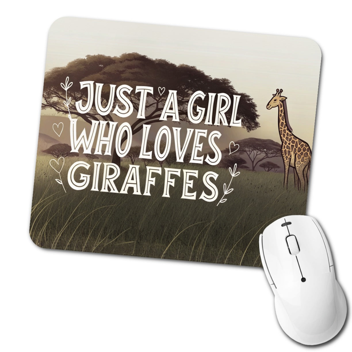 Just A Girl Who Loves Giraffes Low Profile Mouse Pad Mat