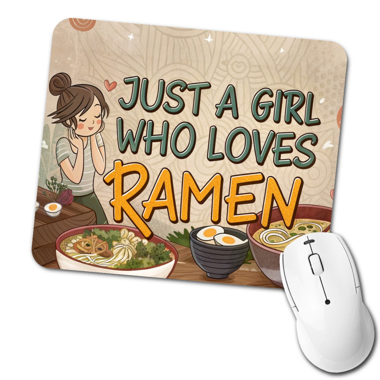 Just A Girl Who Loves Ramen Cute Low Profile Mouse Pad Mat
