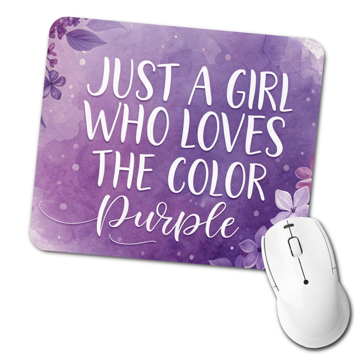 Just A Girl Who Loves The Color Purple Funny Low Profile Mouse Pad Mat