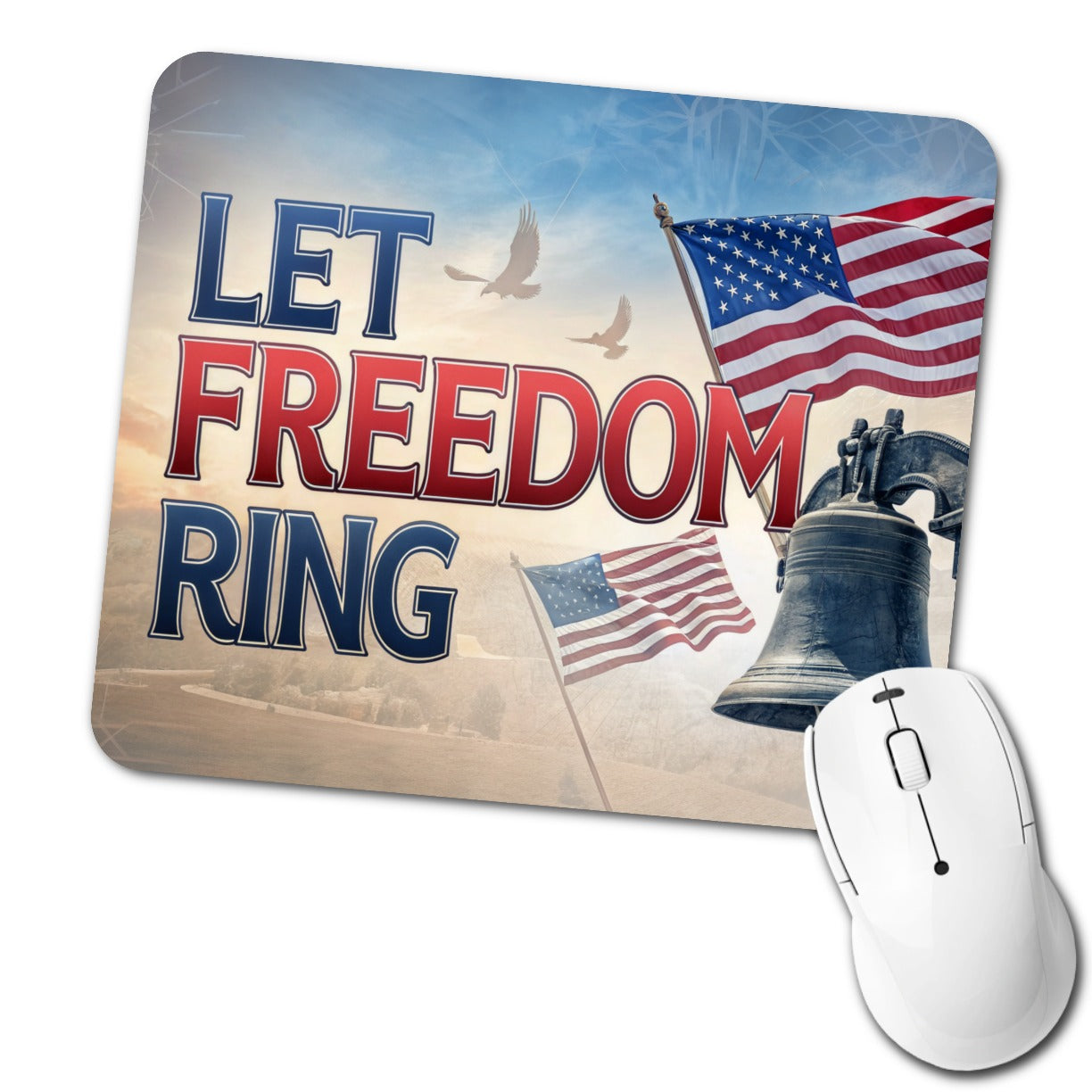 Let Freedom Ring Liberty Bell Patriotic Low Profile Mouse Pad Mat