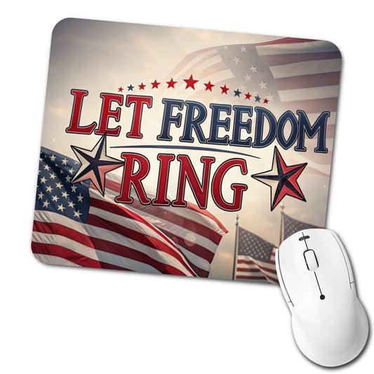 Let Freedom Ring Patriotic American Flag Low Profile Mouse Pad Mat