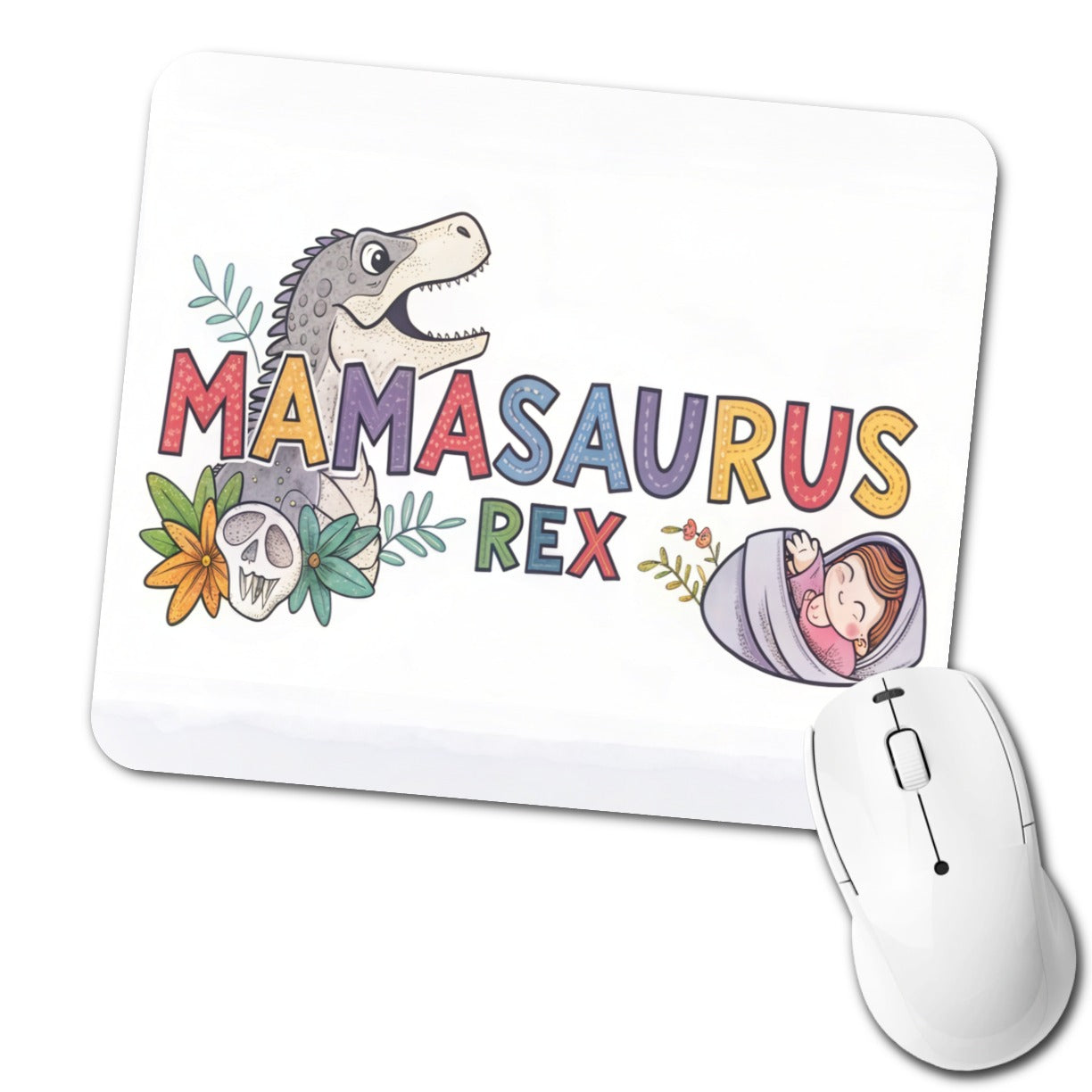 Mamasaurus Rex Mama Dinosaur Low Profile Mouse Pad Mat