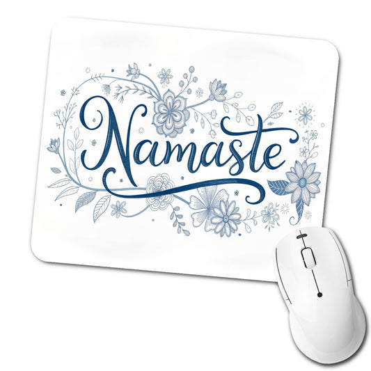 Namaste Blue Floral Low Profile Mouse Pad Mat