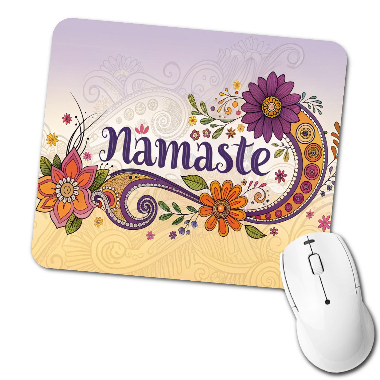Namaste Flower Fun Retro Low Profile Mouse Pad Mat