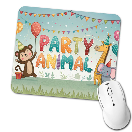 Party Animal Funny Birthday Theme Low Profile Mouse Pad Mat