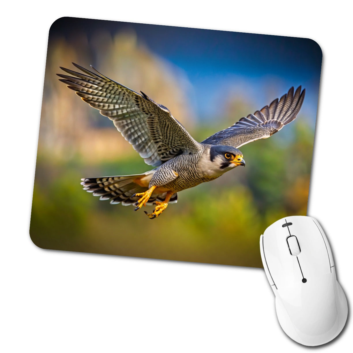 Peregrine Falcon Raptor in Flight Low Profile Mouse Pad Mat