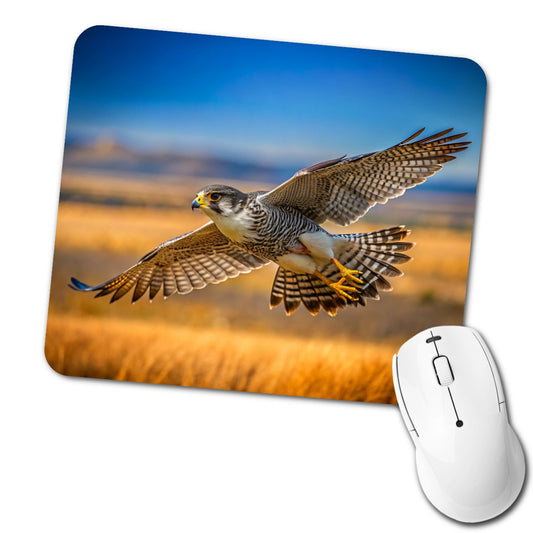 Prairie Falcon Raptor in Flight Low Profile Mouse Pad Mat