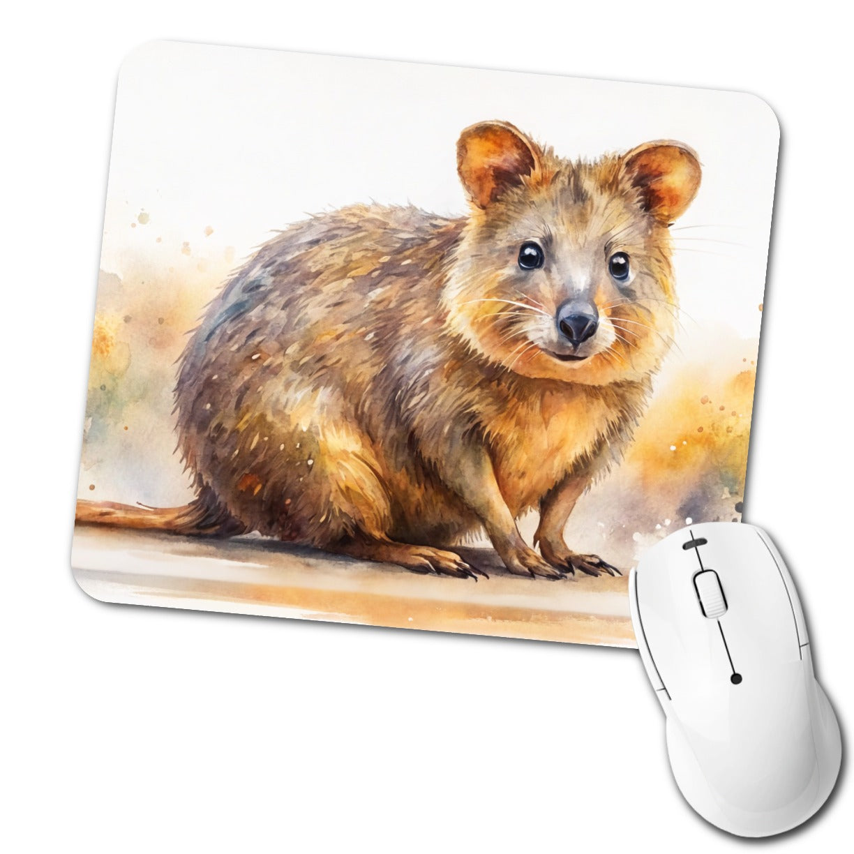 Quokka Watercolor Low Profile Mouse Pad Mat