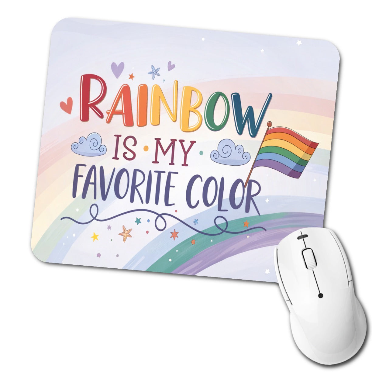 Rainbow Is My Favorite Color Gay Pride Flag Low Profile Mouse Pad Mat