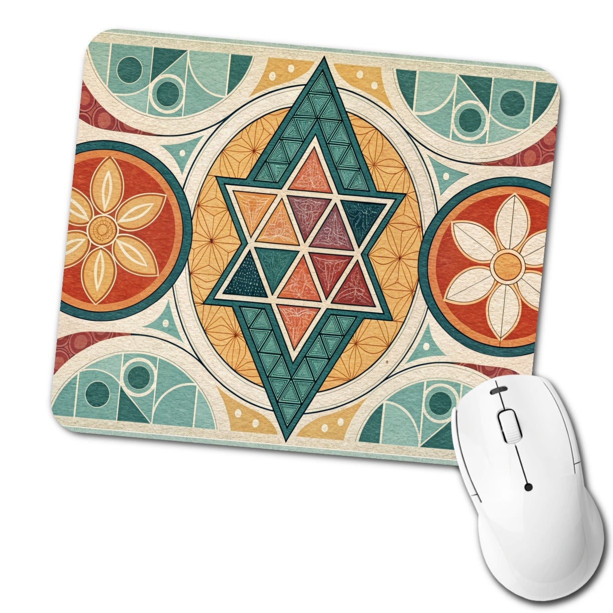 Retro Vintage Geometric Pattern Low Profile Mouse Pad Mat