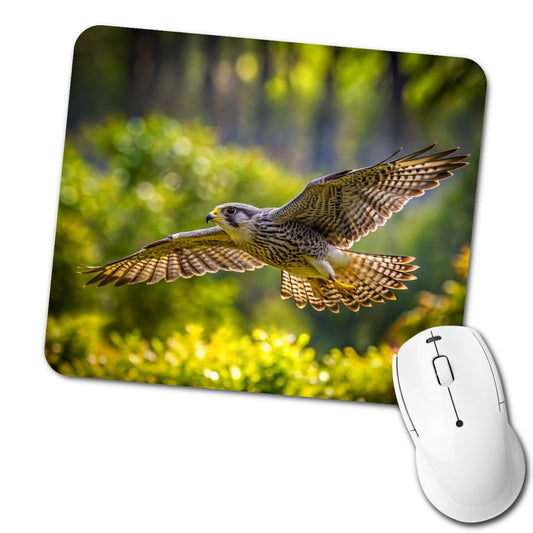 Saker Falcon Raptor in Flight Low Profile Mouse Pad Mat
