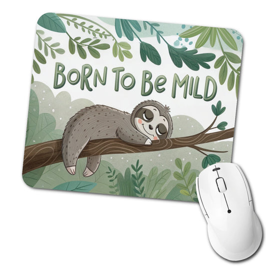 Sloth Sleeping Born To Be Mild Funny Low Profile Mouse Pad Mat