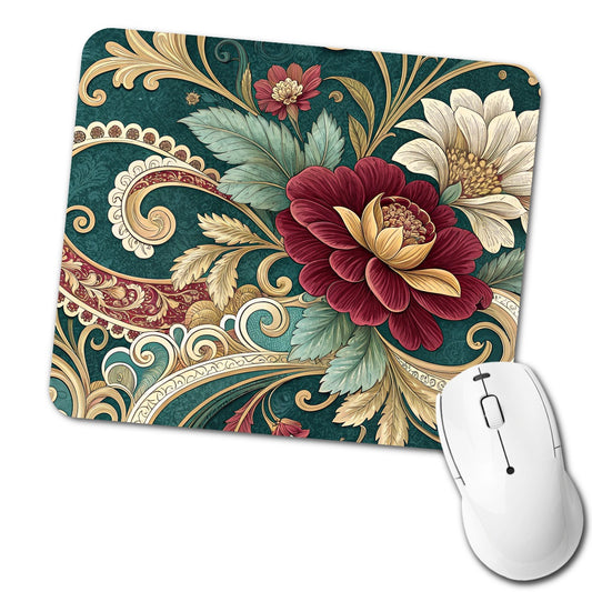 Victorian Decorative Floral Pattern Low Profile Mouse Pad Mat