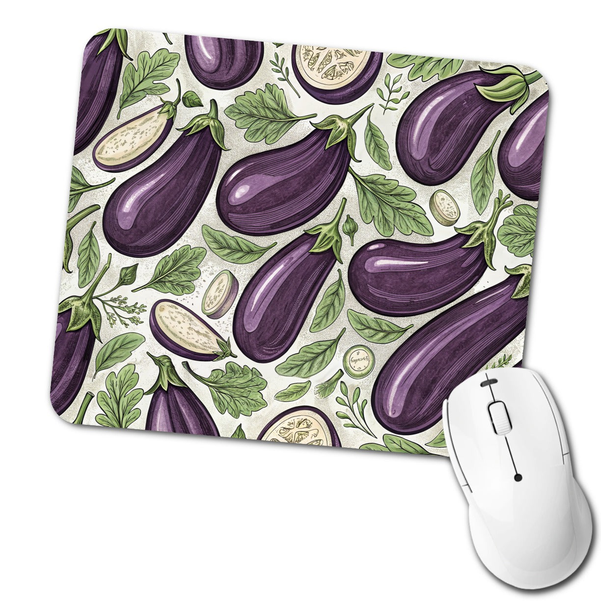 Whole Eggplants Pattern Low Profile Mouse Pad Mat