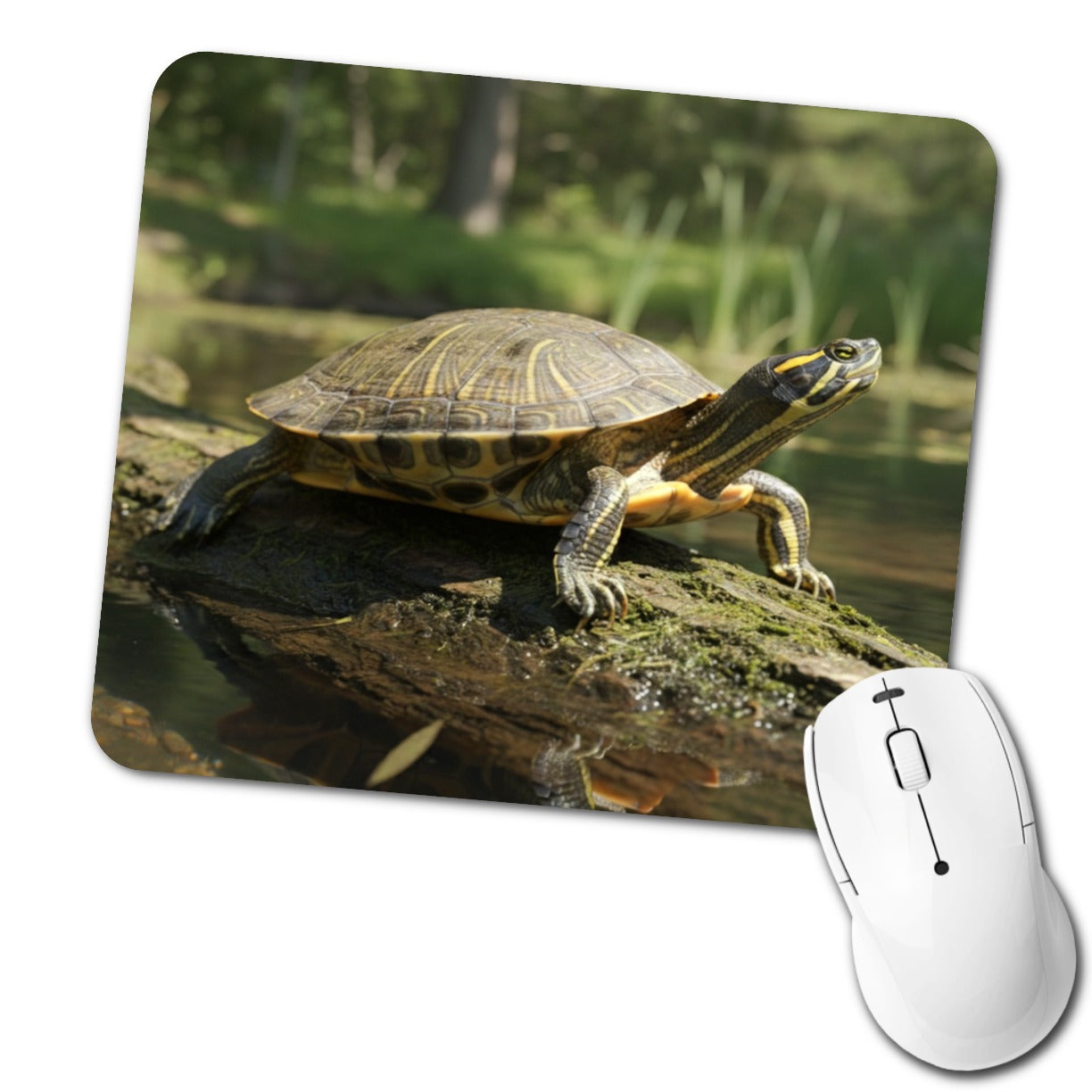 Yellow Bellied Slider Turtle Photo Low Profile Mouse Pad Mat