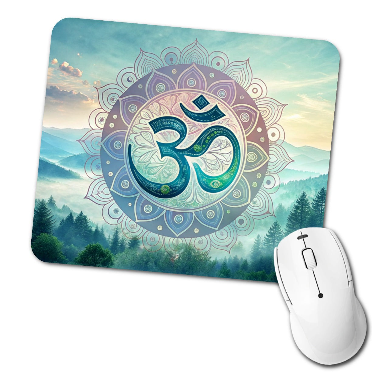 Yoga Om Aum Mandala Nature Symbol Low Profile Mouse Pad Mat