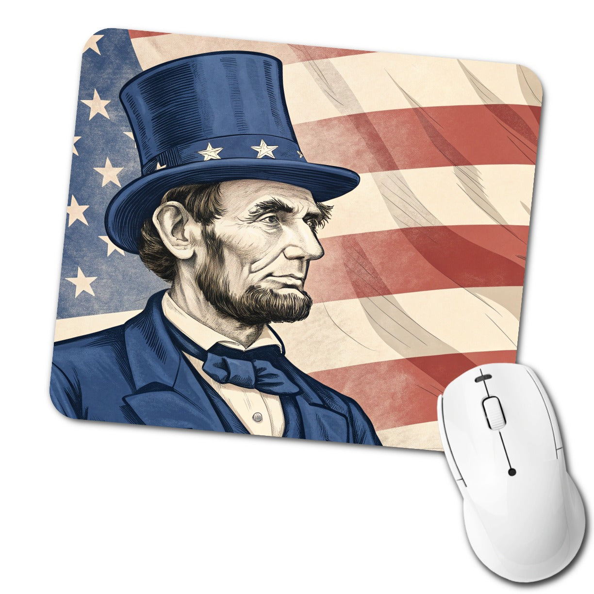 Abraham Lincoln American President Patriotic Low Profile Mouse Pad Mat