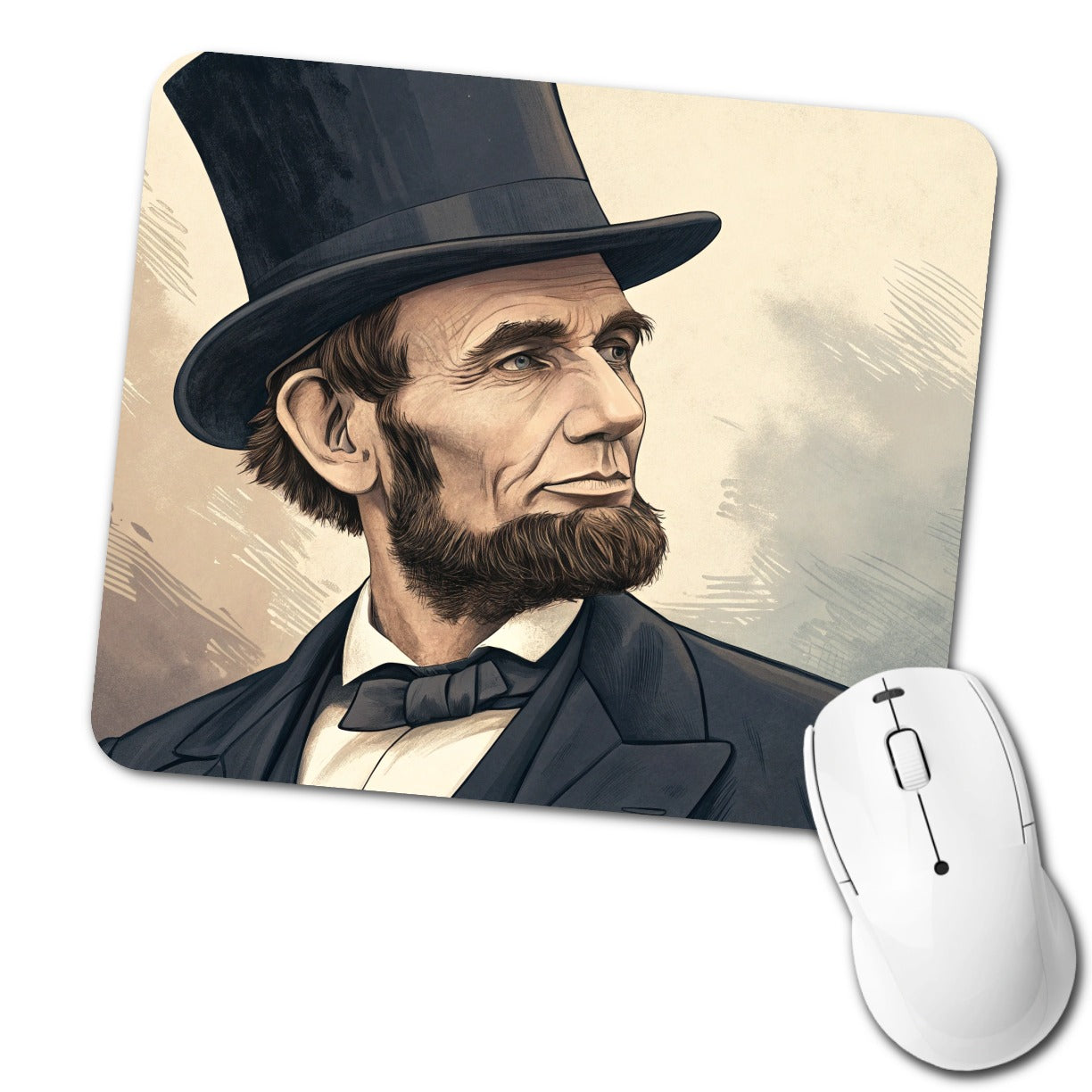 Abraham Lincoln Portrait Low Profile Mouse Pad Mat