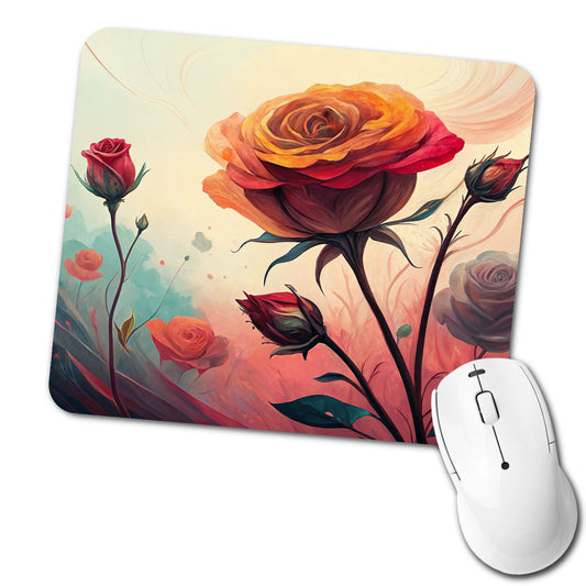 Abstract Roses Flowers Low Profile Mouse Pad Mat