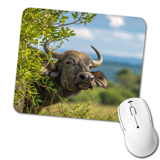African Buffalo Safari Wildlife Low Profile Mouse Pad Mat