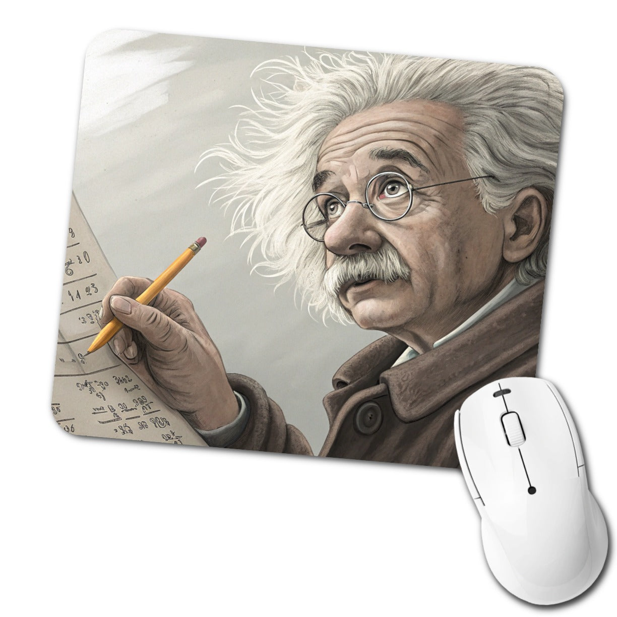 Albert Einstein Genius Portrait Low Profile Mouse Pad Mat