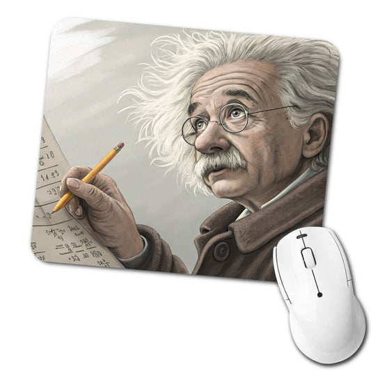 Albert Einstein Genius Portrait Low Profile Mouse Pad Mat