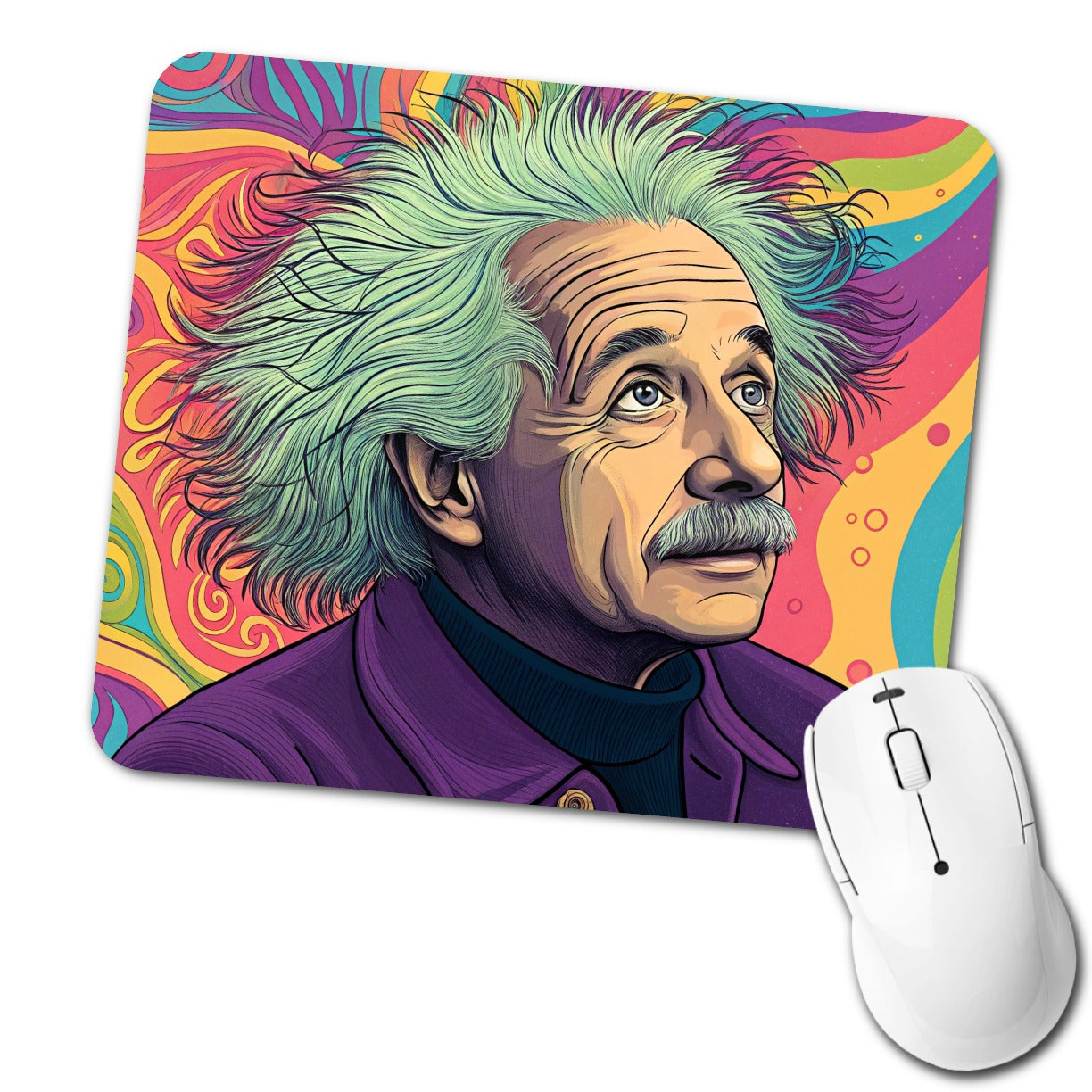 Albert Einstein Psychedelic Low Profile Mouse Pad Mat
