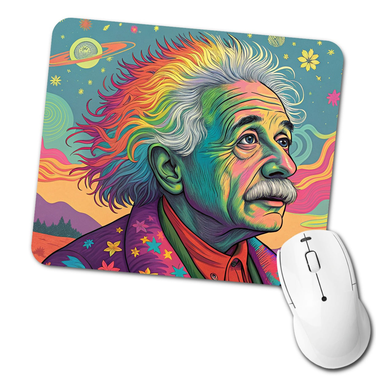Albert Einstein Rainbow Energy Low Profile Mouse Pad Mat