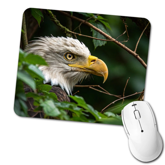 Bald Eagle Wildlife Portrait Low Profile Mouse Pad Mat